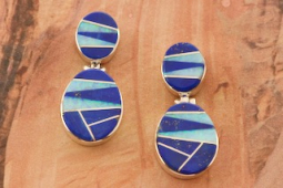 Calvin Begay Genuine Blue Lapis Sterling Silver Post Earrings